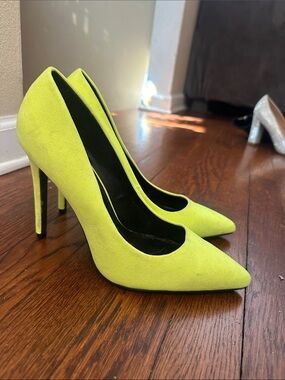 Women's Neon Lime Pointed Toe High Heels